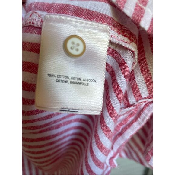 Anthropologie Holding Horse Oversize Button Down Blouse Red White Stripes M/L - Picture 7 of 12